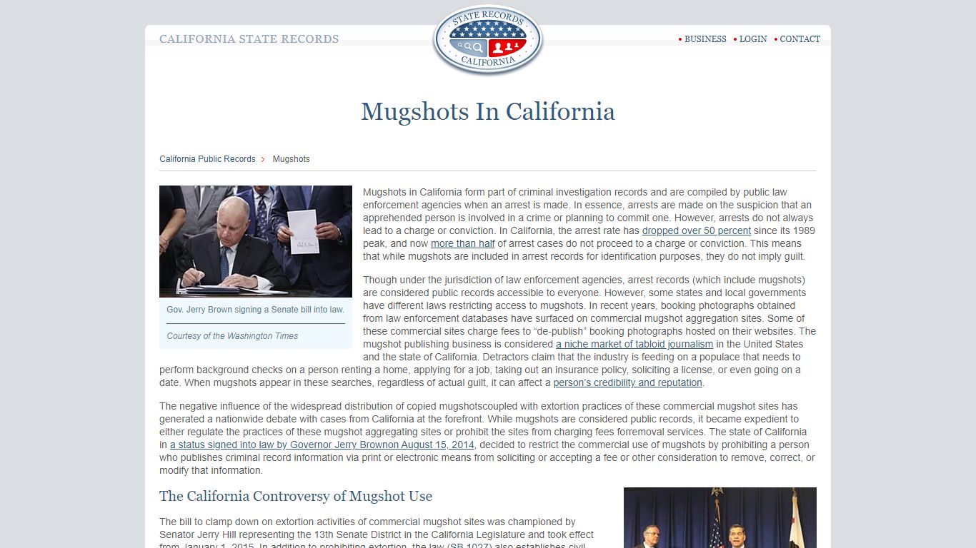 Mugshots In California - State Records