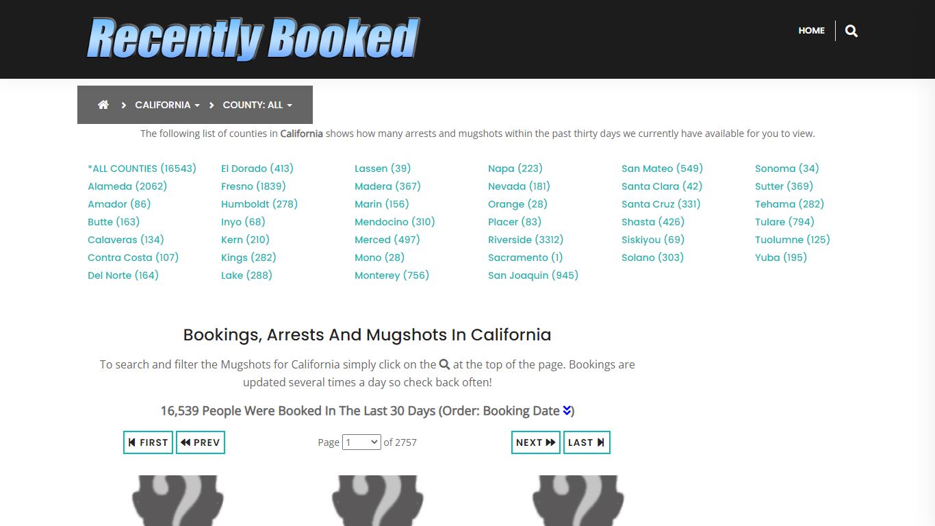 Recent bookings, Arrests, Mugshots in California - Recently Booked